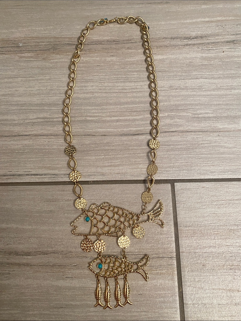 Lilly Pulitzer iconic gold statement fish necklace